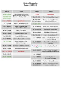 Hittn - Dienstplan 2025-2026